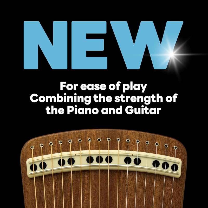 KOAURA Guitar Harp | Hanago MD28 [16 Strings but Playable 28 Notes] Single-Fret Fingerboard with Piano Array, Portable A4 Size, All Solid Wood (Dark Mahogany) - Image 3